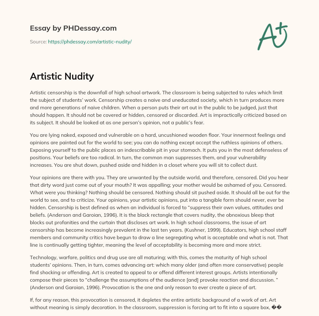 Artistic Nudity PHDessay artistic-nudity-phdessay
