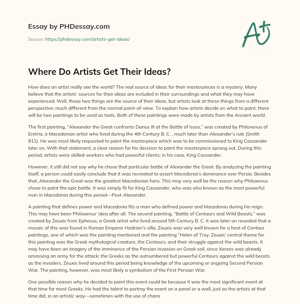 Where Do Artists Get Their Ideas? essay