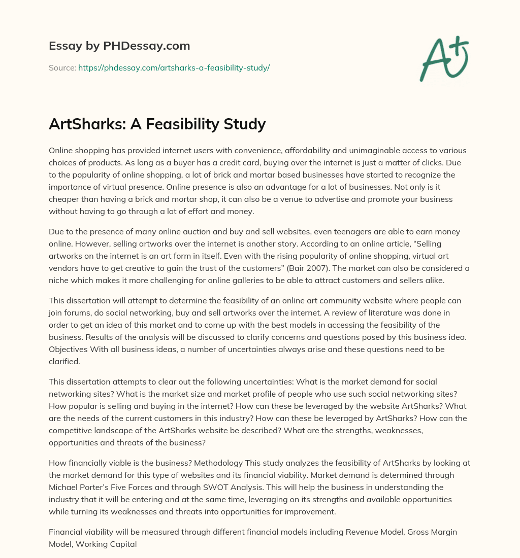 ArtSharks: A Feasibility Study essay