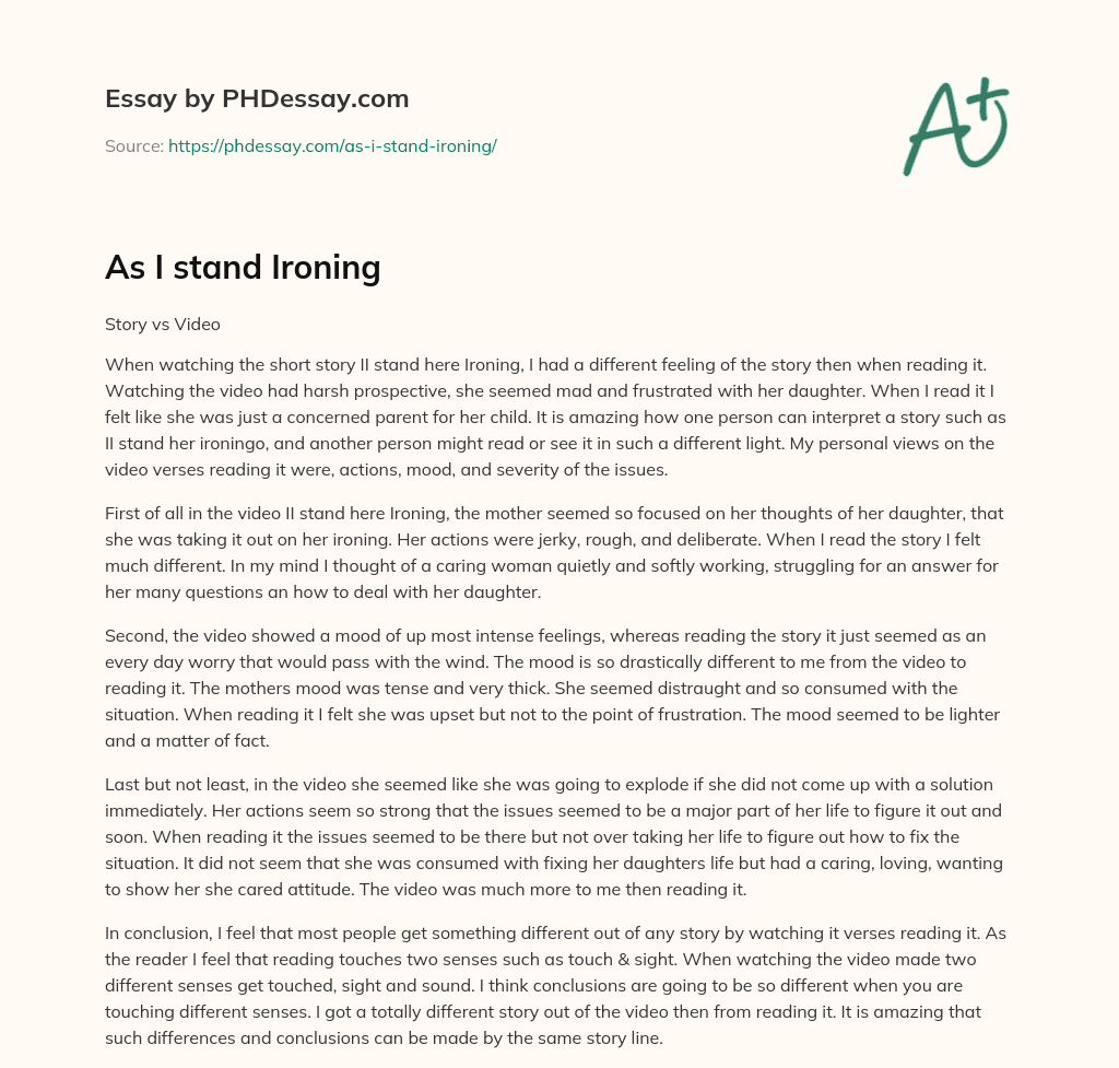 As I stand Ironing essay