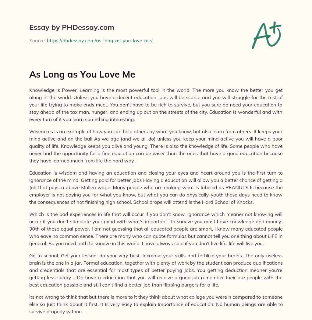 As Long as You Love Me essay