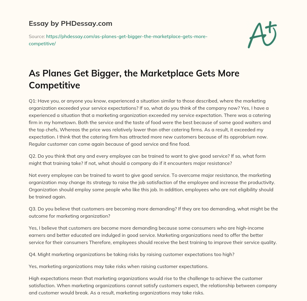 As Planes Get Bigger, the Marketplace Gets More Competitive essay