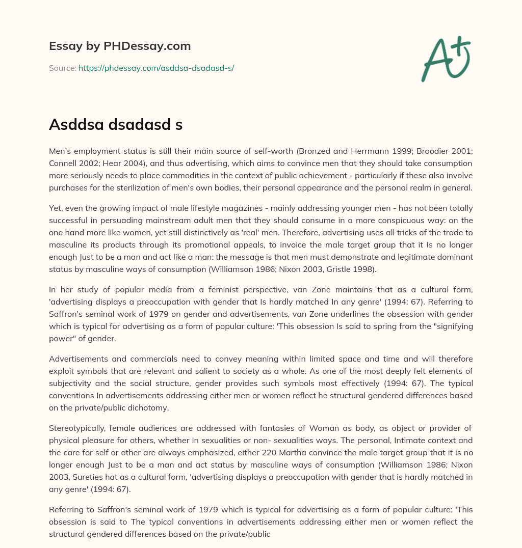 The Importance of Masculine Consumption in Advertising essay
