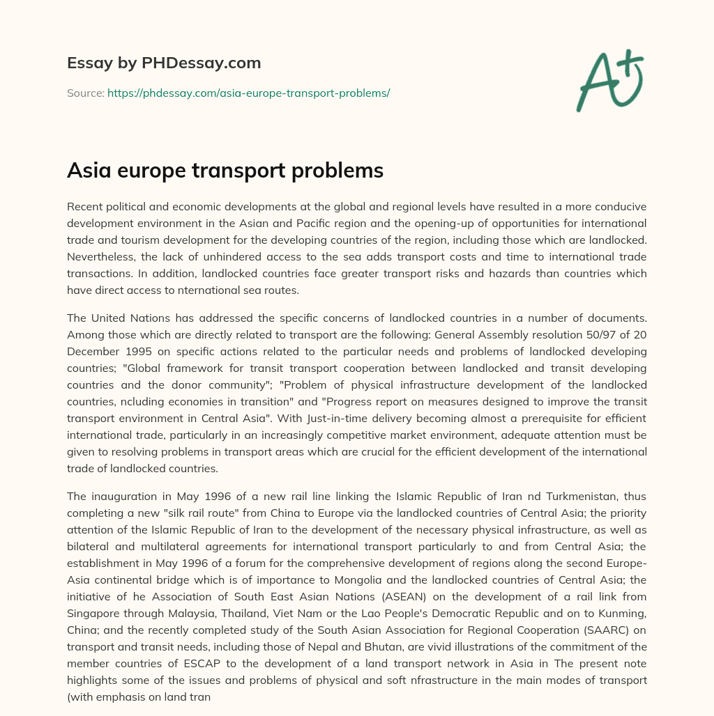 Asia europe transport problems essay