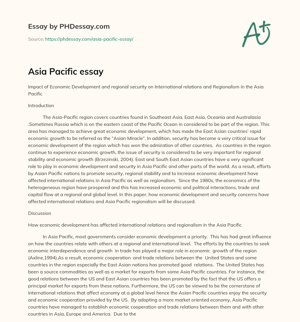 Asia Pacific essay essay