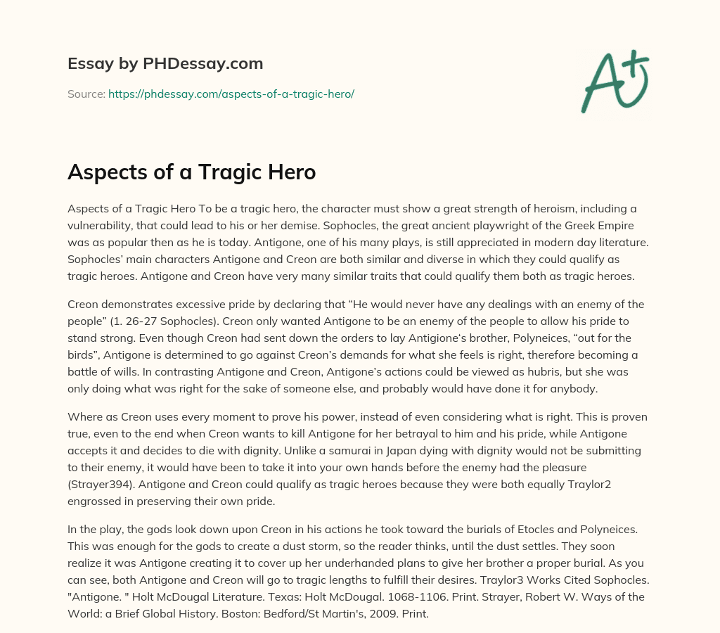 Aspects of a Tragic Hero essay