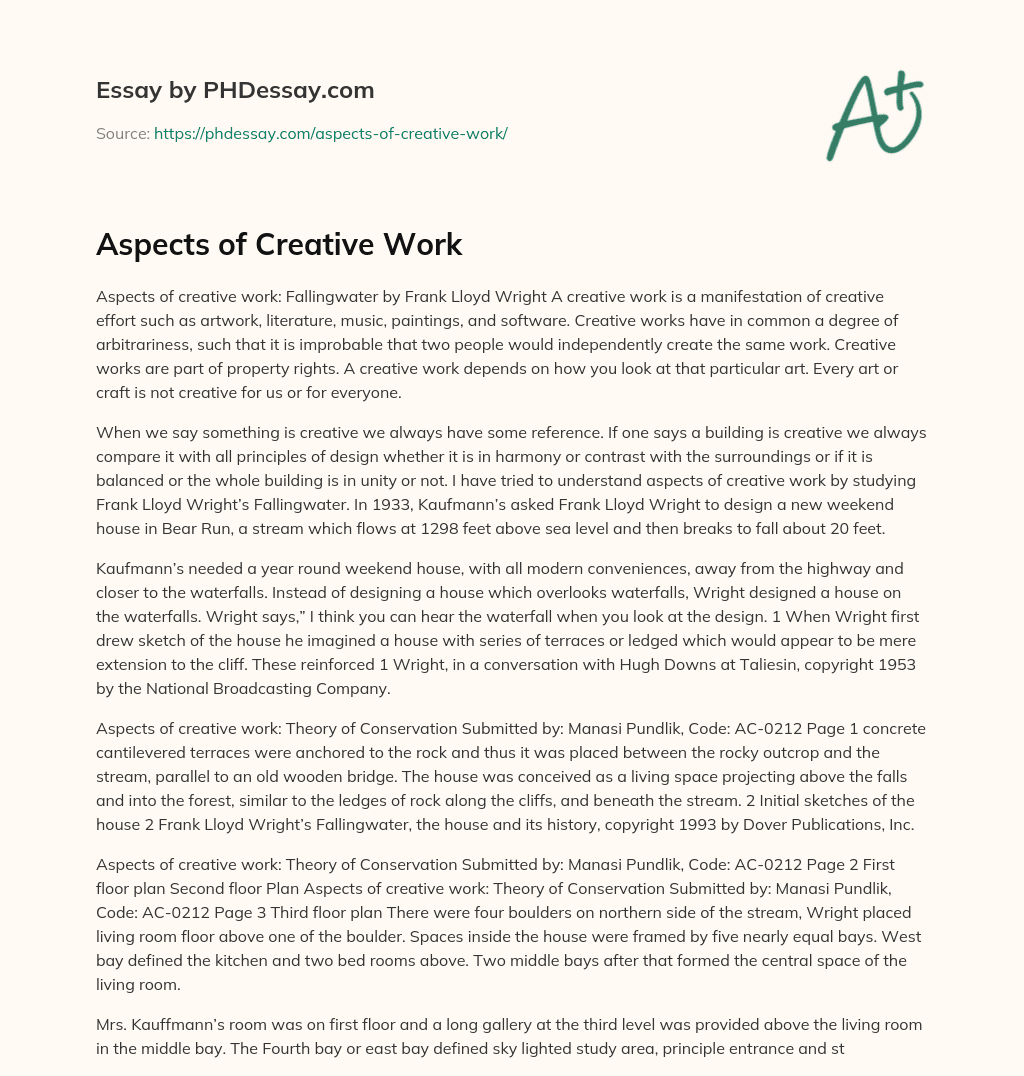 Aspects of Creative Work essay