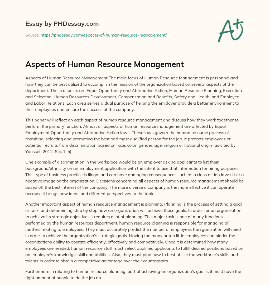 aspects-of-human-resource-management-phdessay