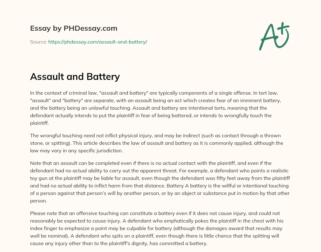 Assault and Battery essay