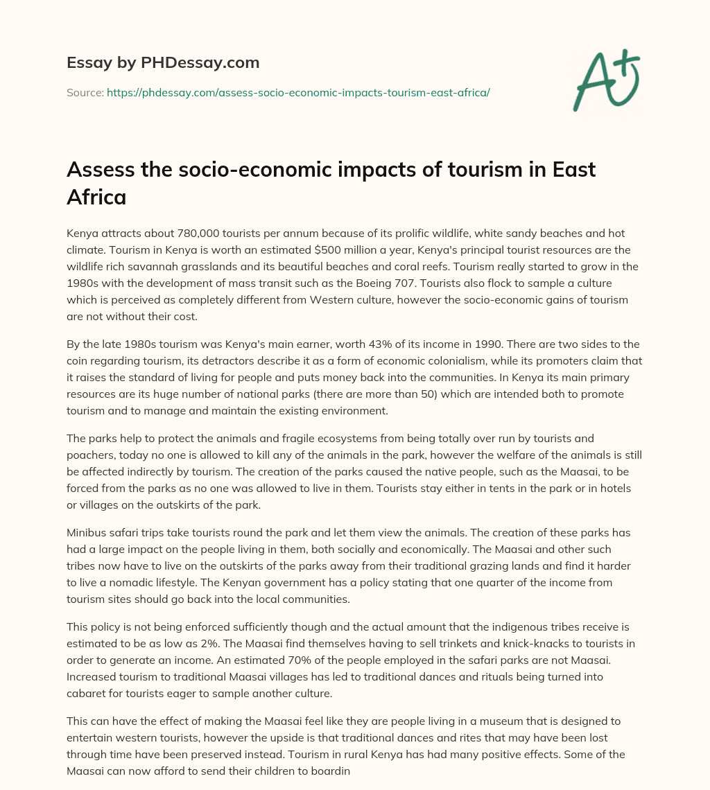 Assess the socio-economic impacts of tourism in East Africa essay