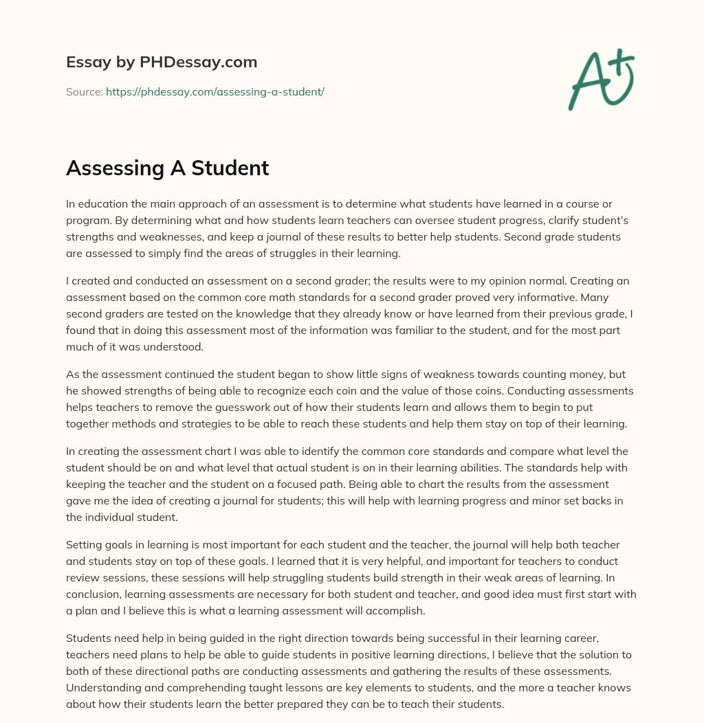 Assessing A Student essay
