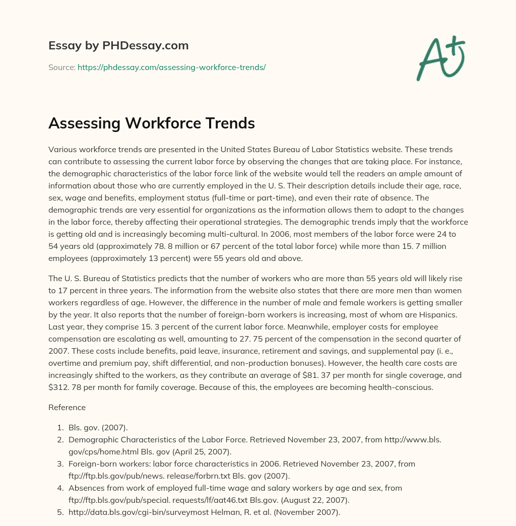 Assessing Workforce Trends essay
