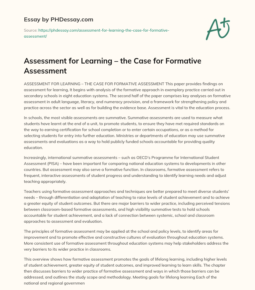 formative assessment essay