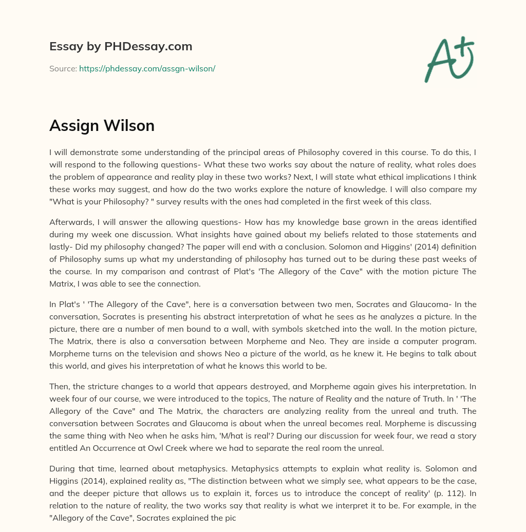 Assign Wilson essay