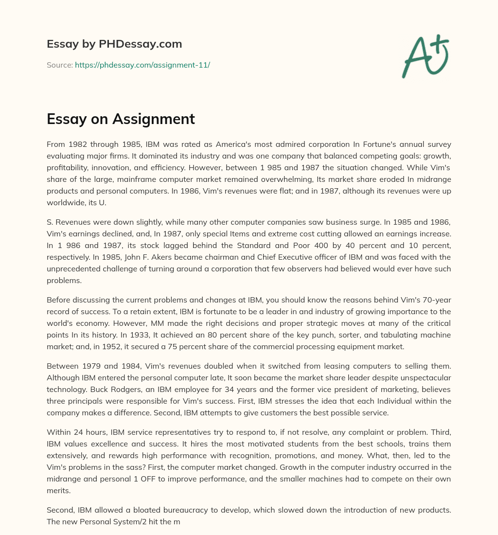 Essay on Assignment essay