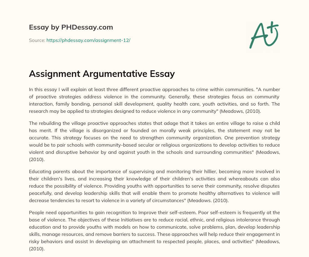 Assignment Argumentative Essay essay