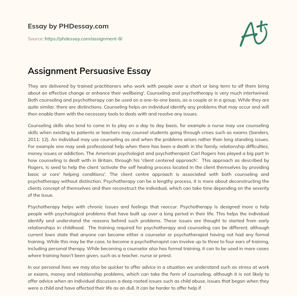 Assignment Persuasive Essay essay