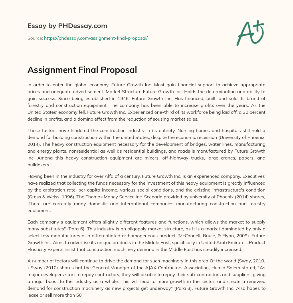 Assignment Final Proposal essay
