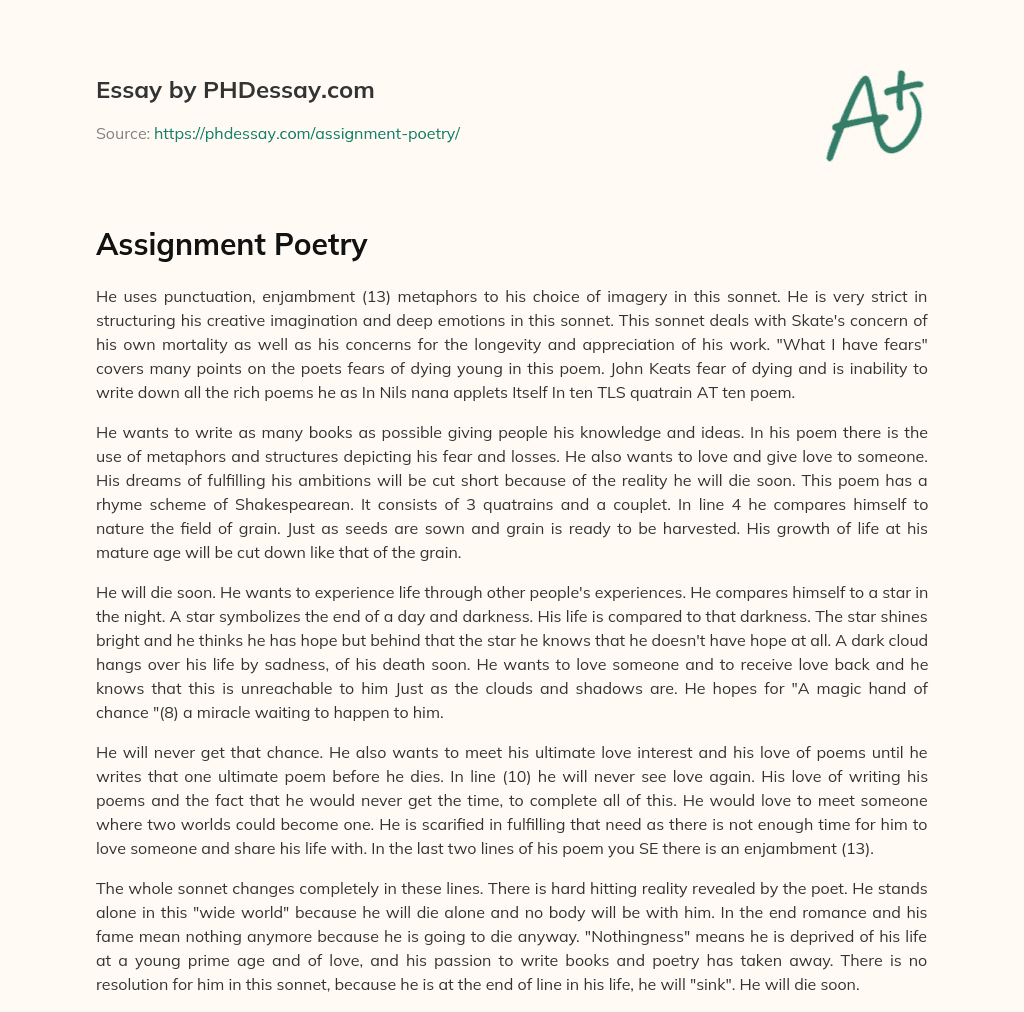 Assignment  Poetry essay