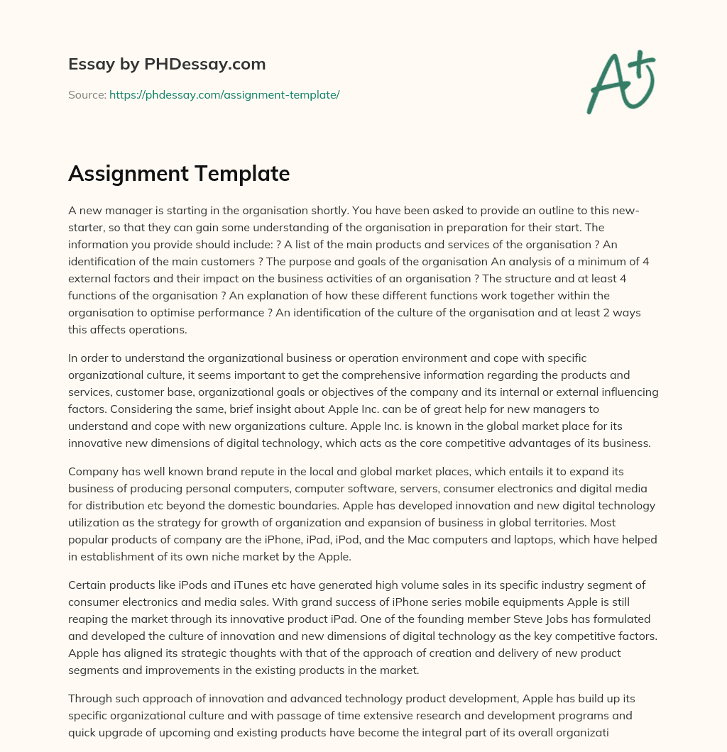 how to write an assignment template