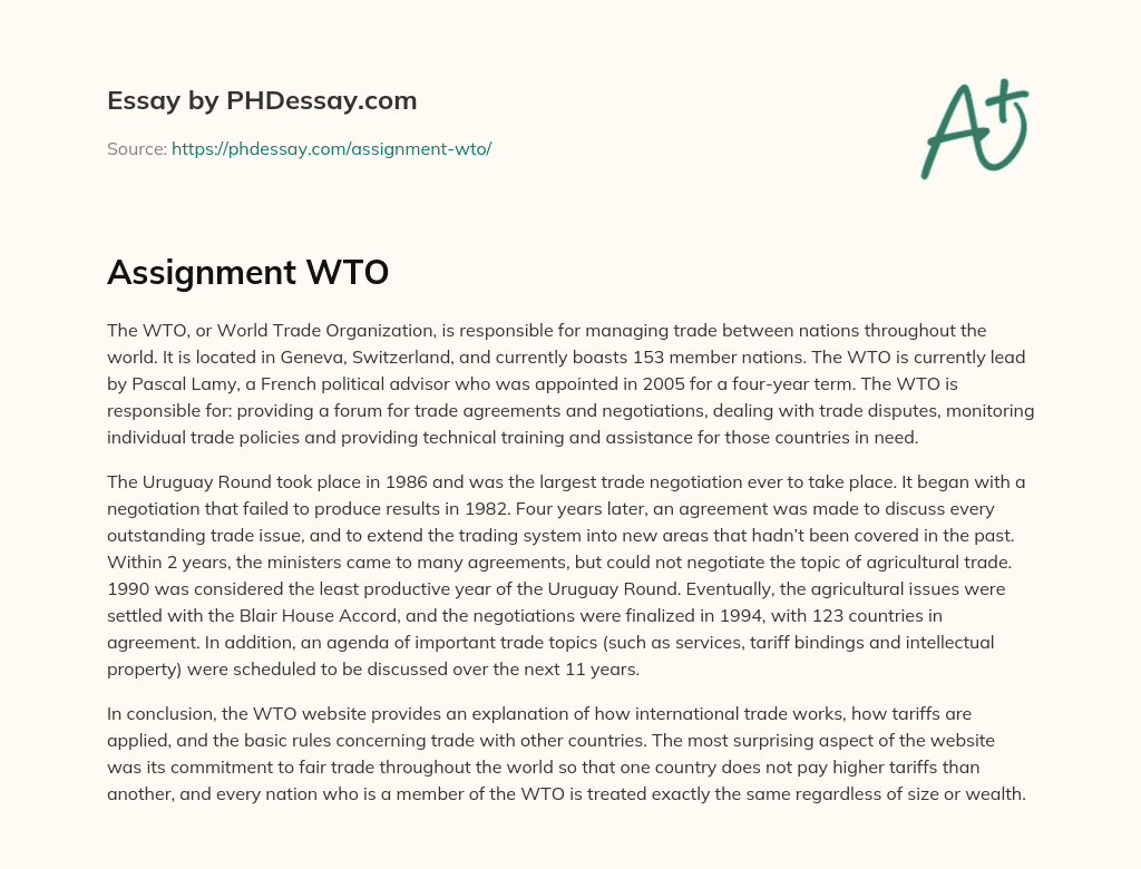 conclusion of wto assignment