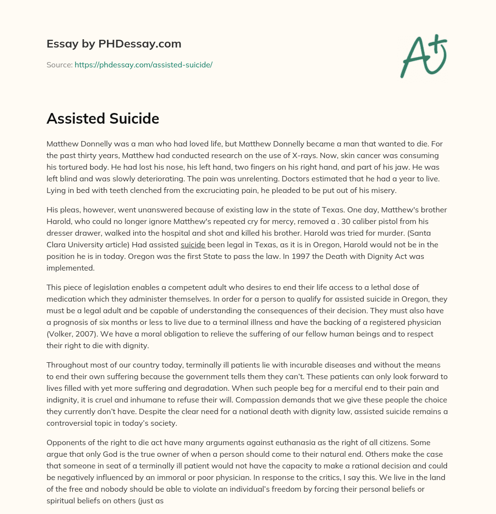 Assisted Suicide essay