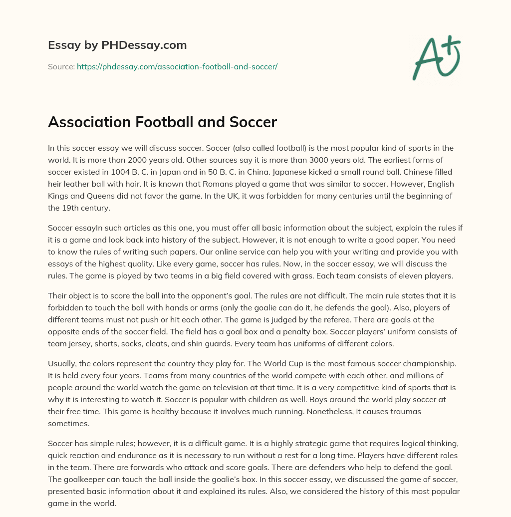 Association Football and Soccer essay