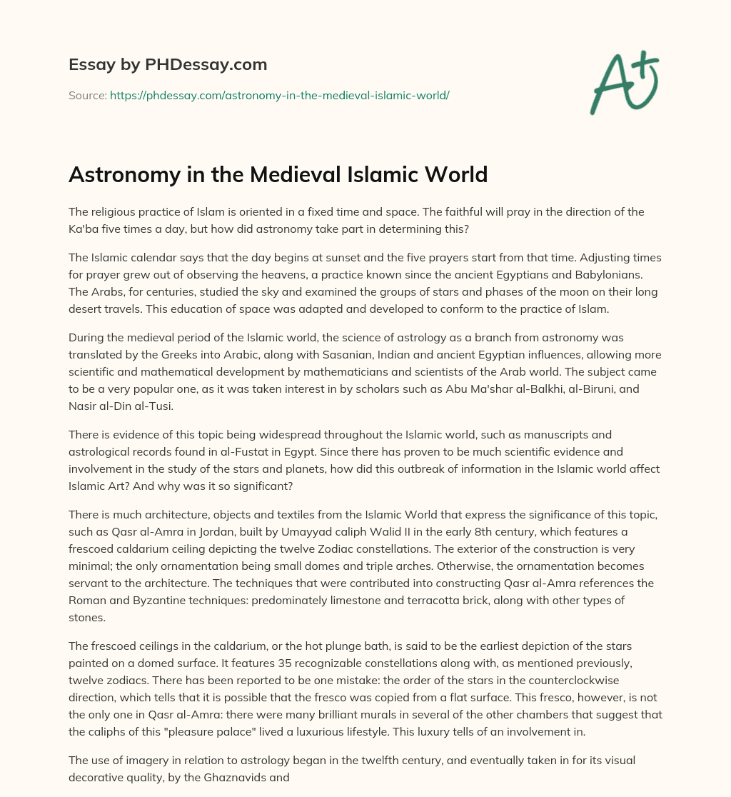 Astronomy in the Medieval Islamic World essay