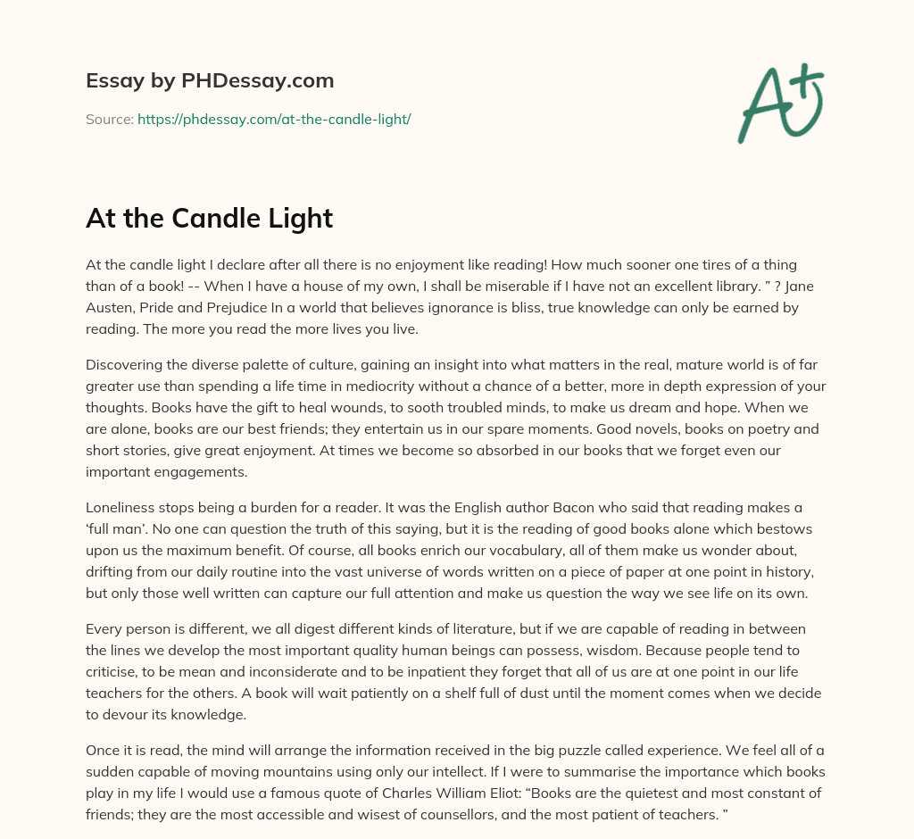 At the Candle Light essay