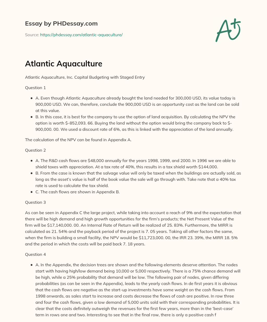 Atlantic Aquaculture essay