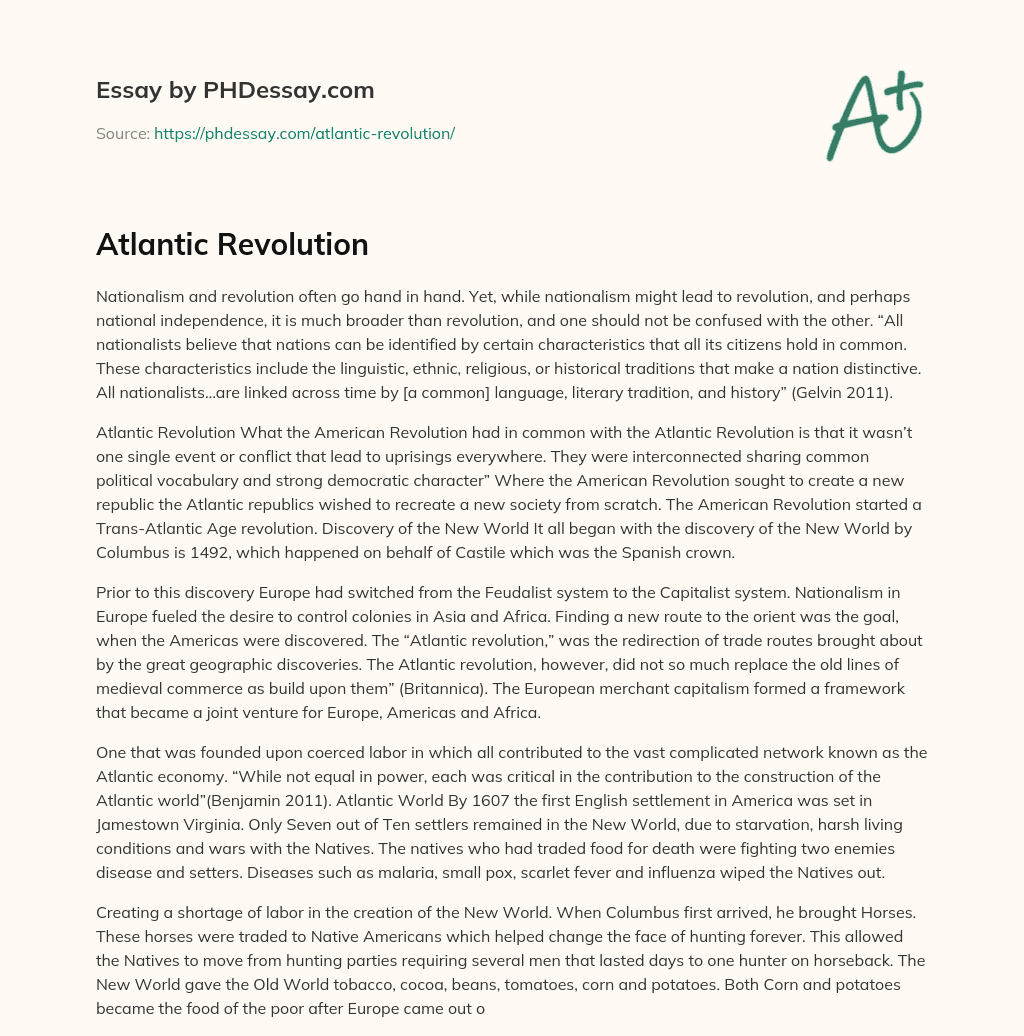 Atlantic Revolution essay