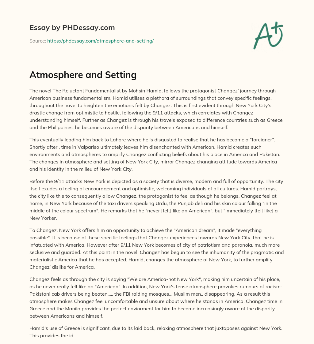 Atmosphere and Setting essay