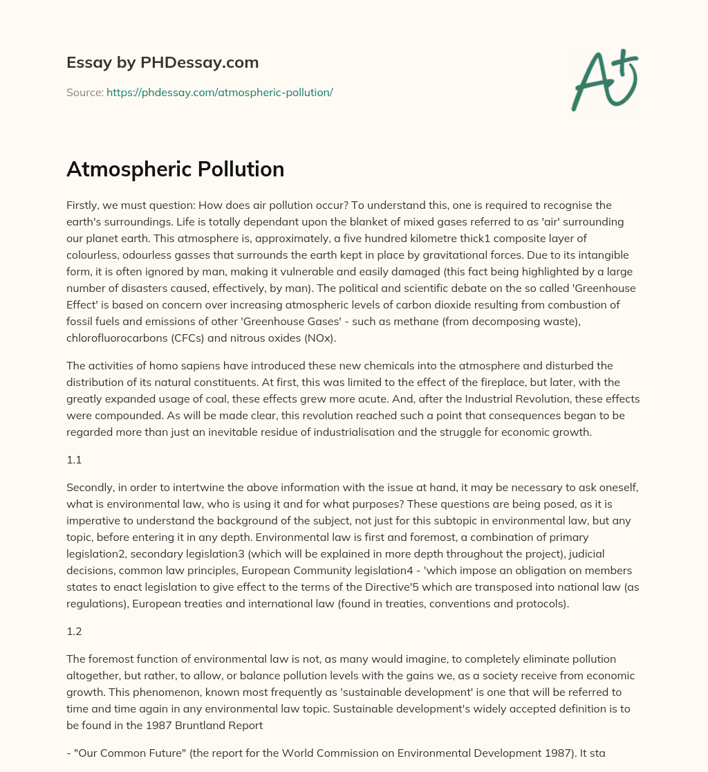 Atmospheric Pollution essay