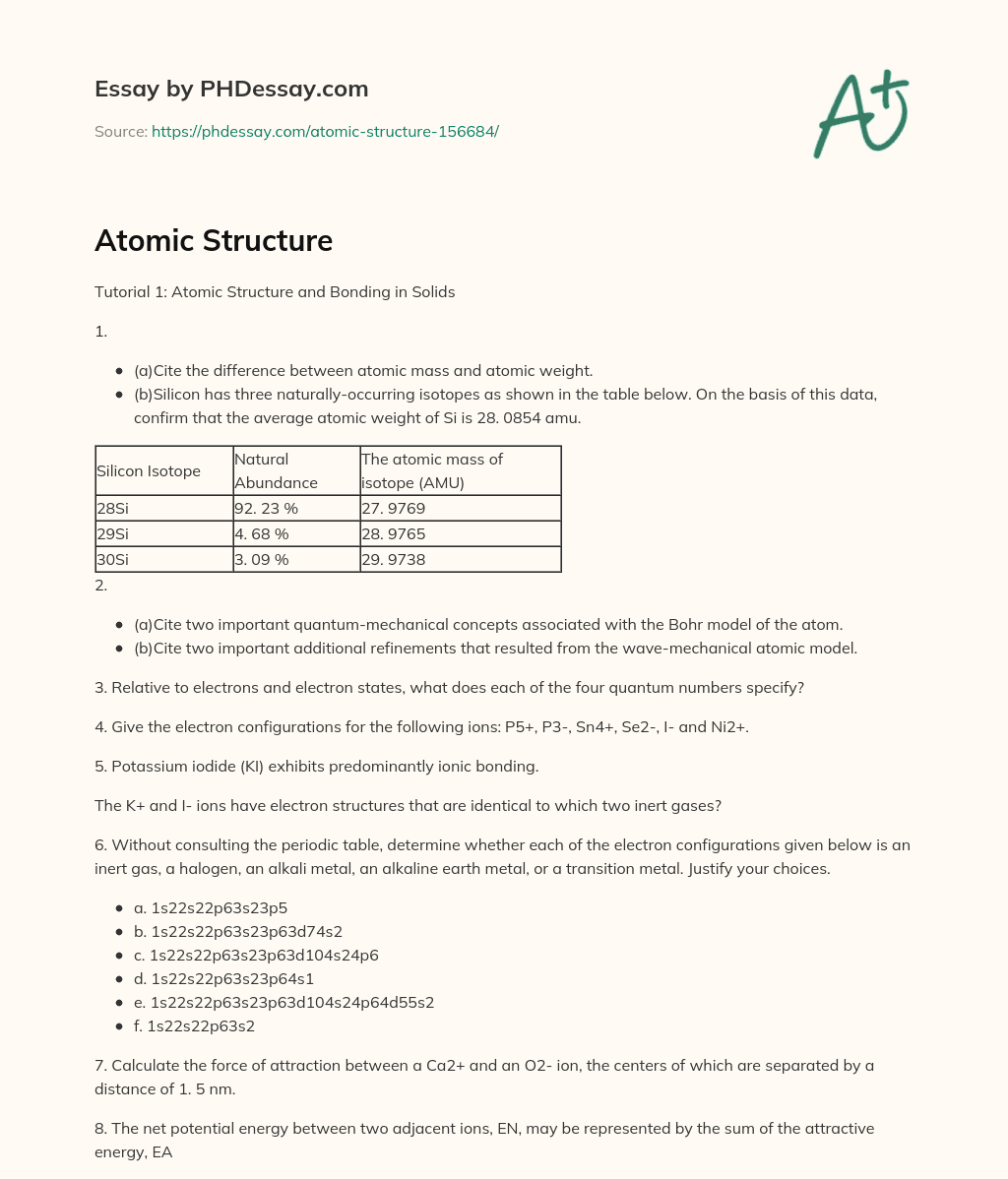 doctoral dissertation on atomic structure