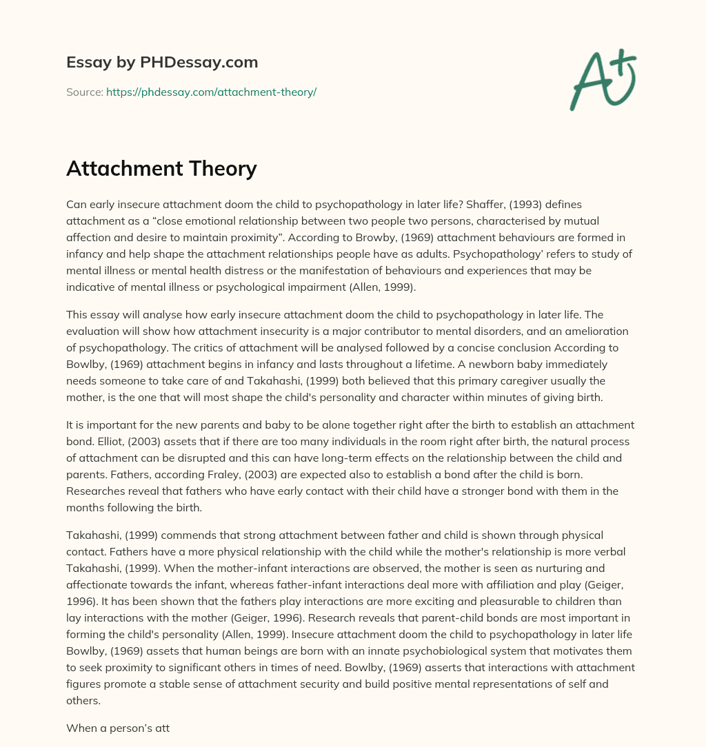 Attachment Theory essay