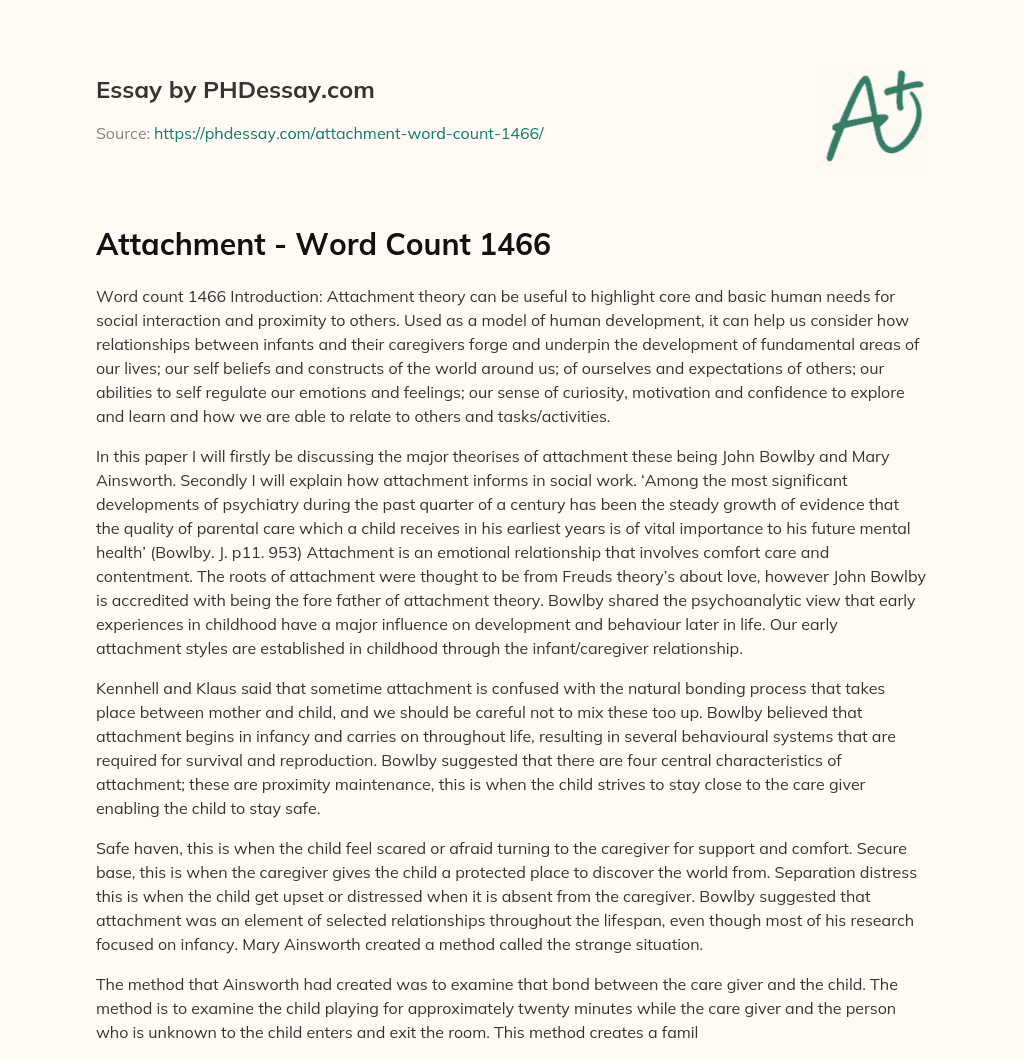Attachment – Word Count 1466 essay