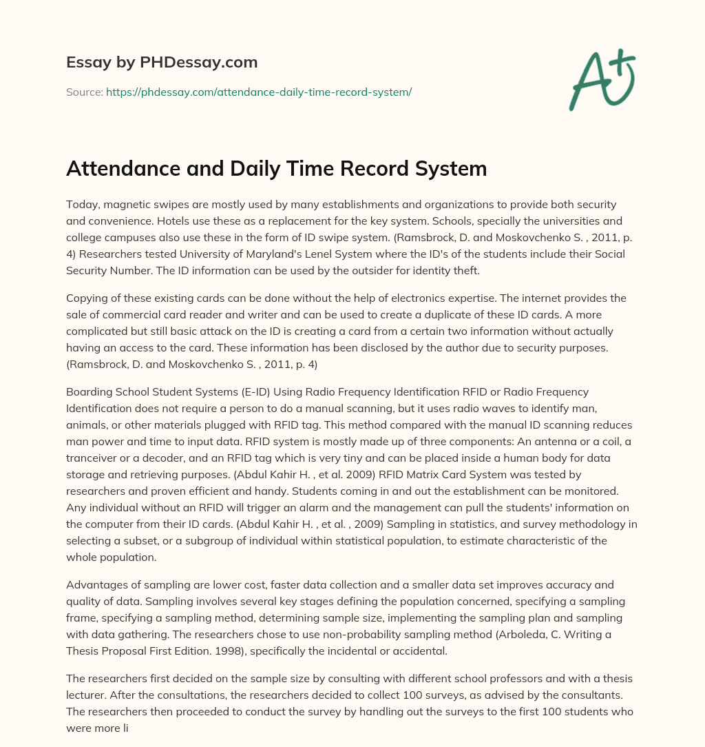 Attendance and Daily Time Record System essay