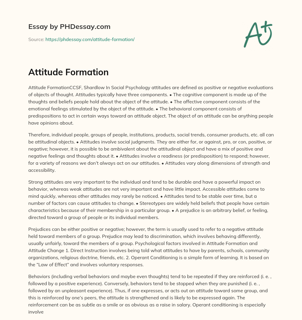 Attitude Formation essay