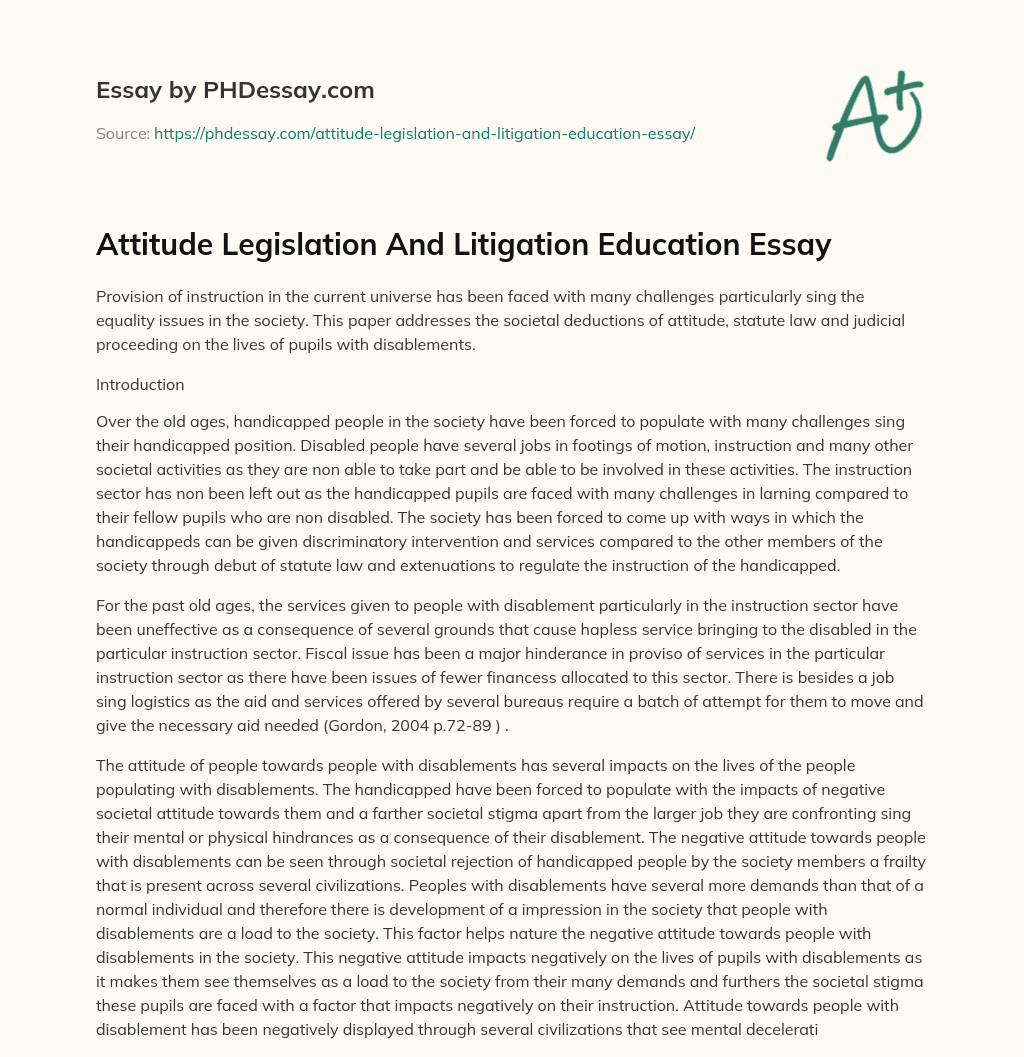 Attitude Legislation And Litigation Education Essay essay