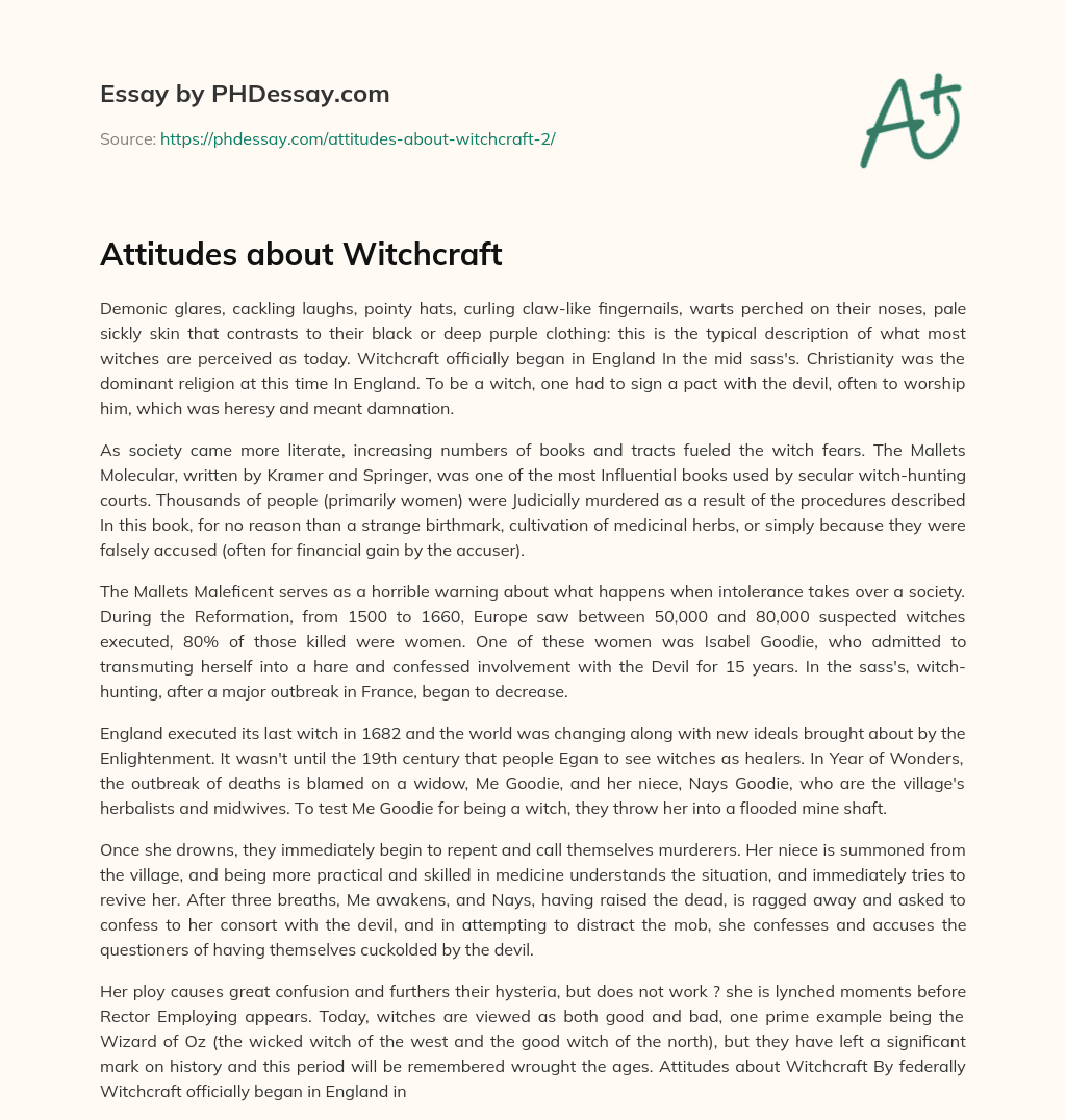 Attitudes about Witchcraft essay