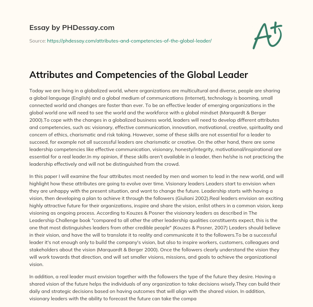 global leader essay