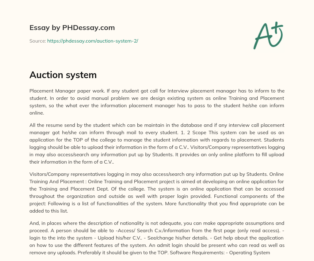 Auction system essay