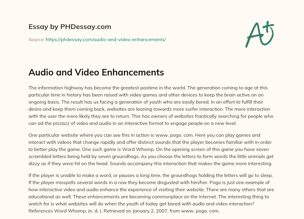 Audio and Video Enhancements essay