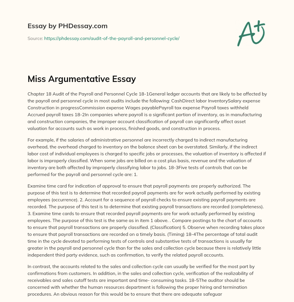 Miss Argumentative Essay essay