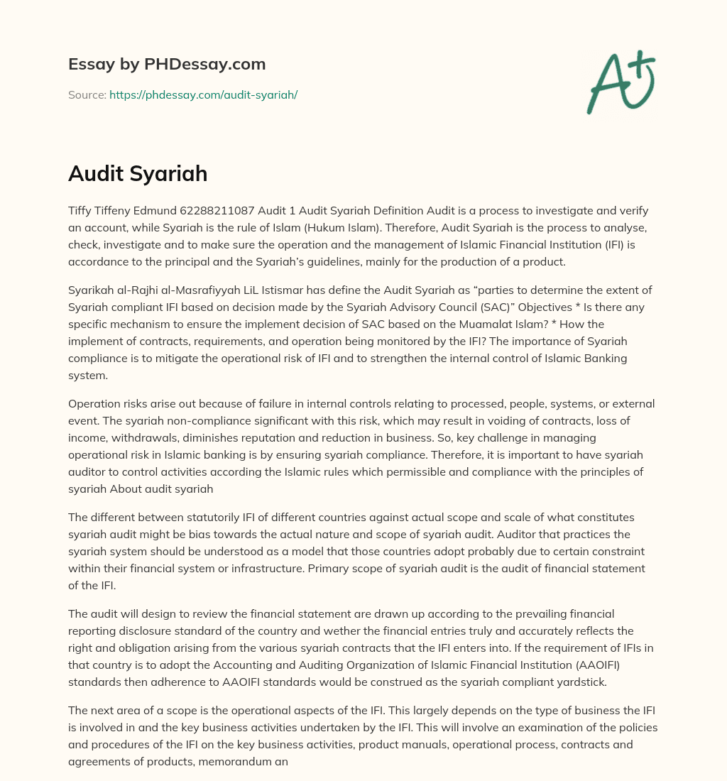 Audit Syariah essay