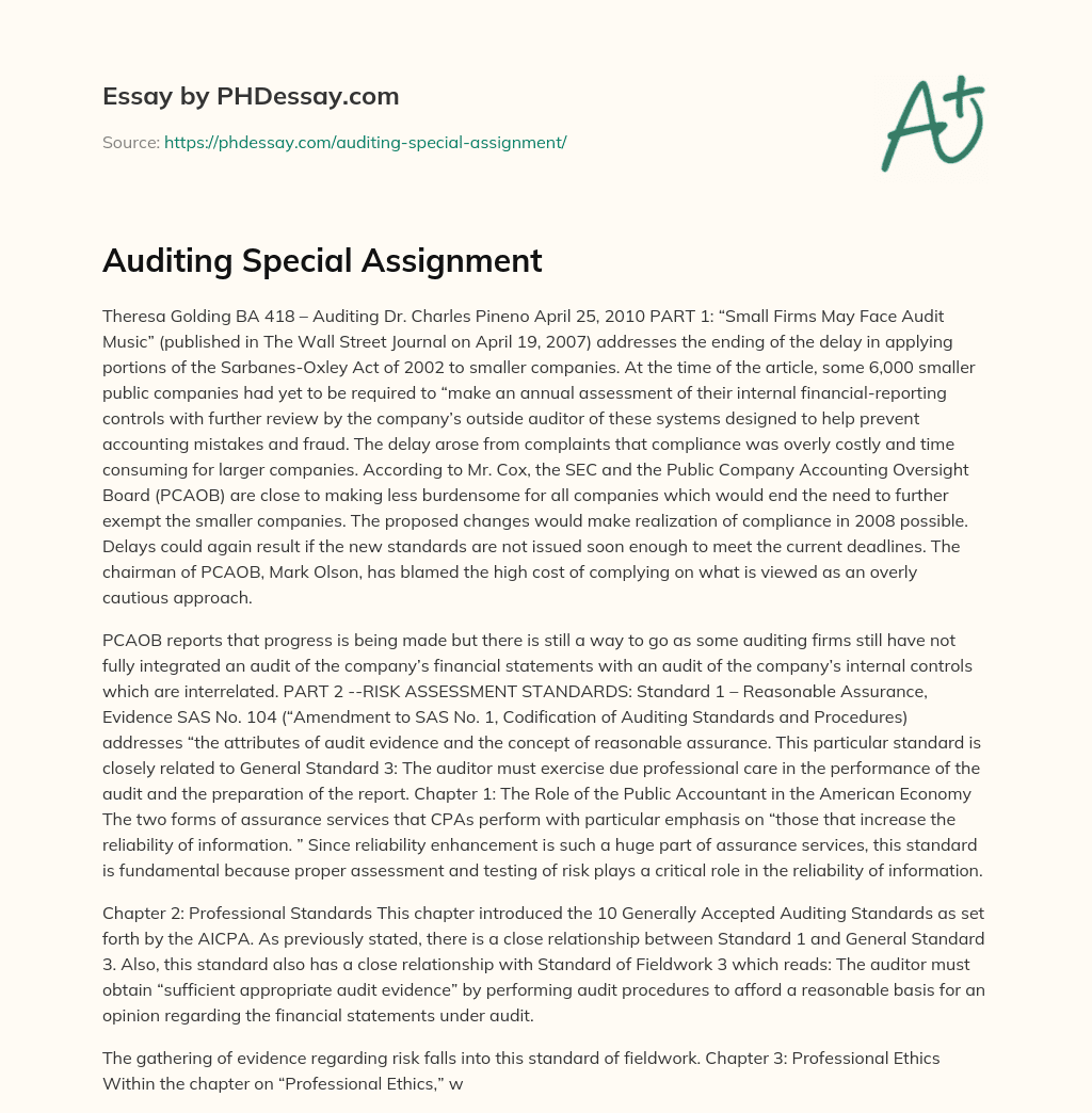 special assignment audit