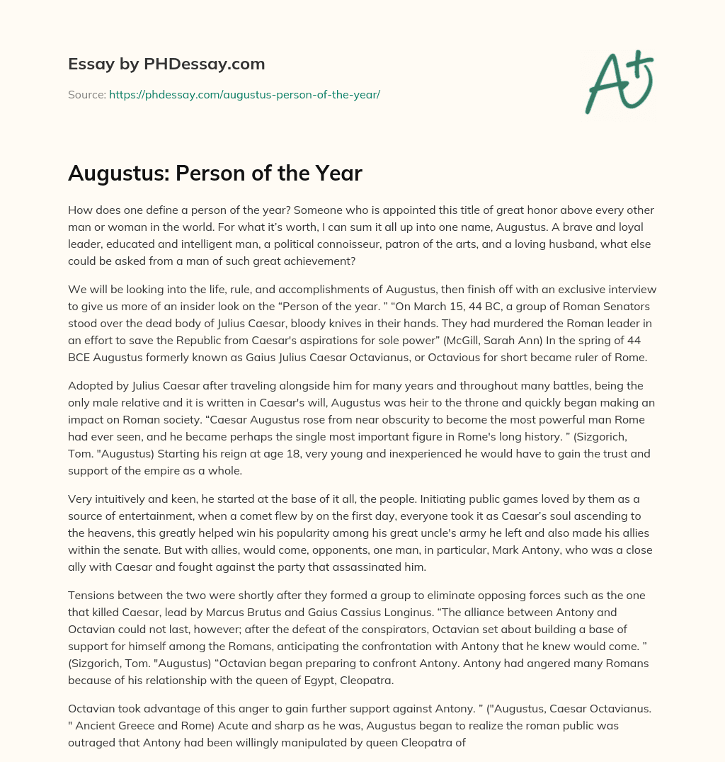 Augustus: Person of the Year essay