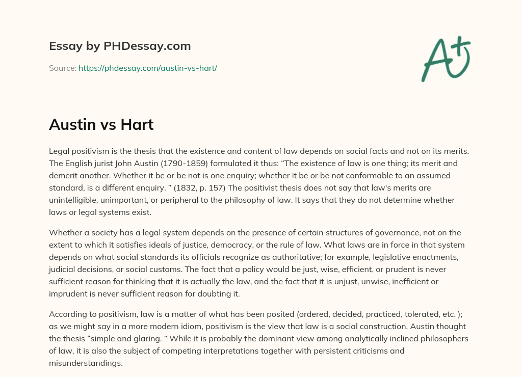 Austin vs Hart essay