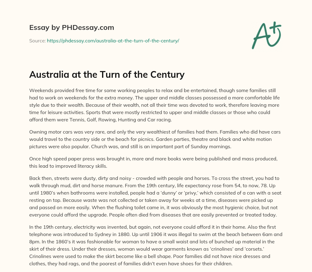 Australia at the Turn of the Century essay