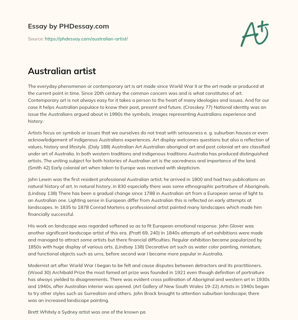 Australian artist essay